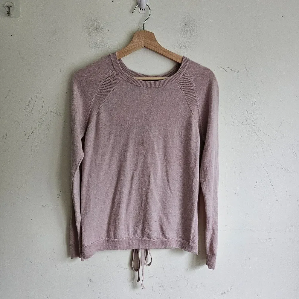 Lululemon Tied To You Merino Wool Sweater Pink Lace Up Back Balletcore 6
